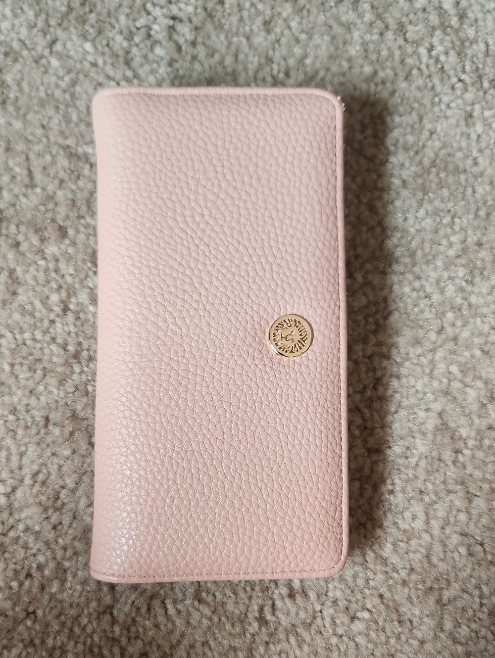 Anne Klein Blush Pink Pebbled P/U Leather Wallet with Gold Emblem